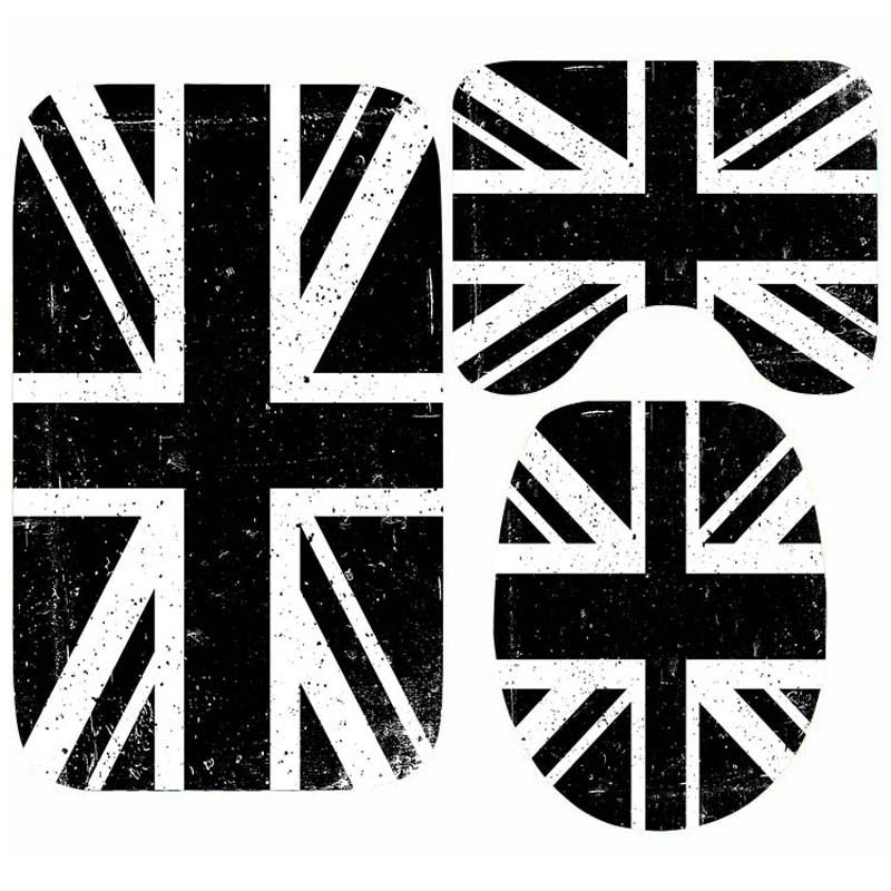 Home Textiles Uk - ชุดพรมห้องน้ำแจ็คยูเนี่ยนแจ็คสหราชอาณาจักรสีขาวและดำสำหรับห้องน้ำชุดพรมอาบน้ำธงอังกฤษชุดการตกแต่งบ้านอุปกรณ์เสริมอ่างอาบน้ำ