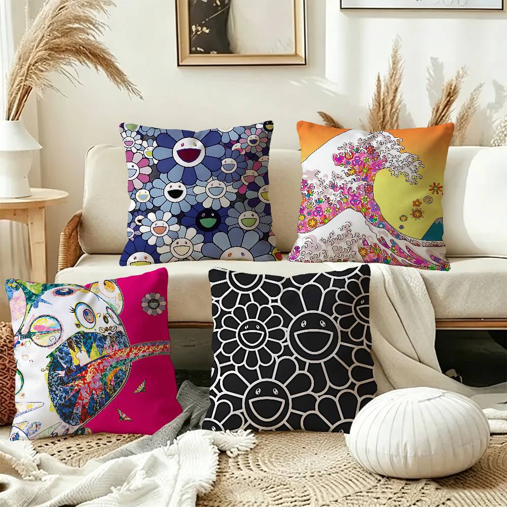 Home Art Textiles - ปลอกหมอนอิง Art T-Takashi M-Murakami ขนาดนิ้ว สำหรับตกแต่งบ้านสไตล์ฟาร์มเฮาส์
