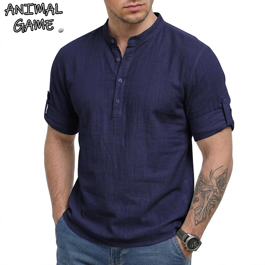 Linum Home Textiles - เสื้อเชิ้ตผ้าลินินแขนยาวผู้ชายใหม่ เสื้อลำลองหรูหราสำหรับผู้ชาย เสื้อยืดเฮนลีย์ฤดูร้อน เสื้อฮาวายชายหาด เสื้อยืดผ้าฝ้าย เสื้อยืดออกกำลังกายสำหรับผู้ชาย