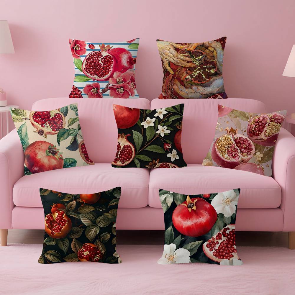 Home Textiles And Furnishing - ผลไม้ทับทิมภาพวาดหมอนของขวัญตกแต่งบ้านสำนักงานห้องนอนโซฟารถปลอกหมอนอิง 45x45 ซม.