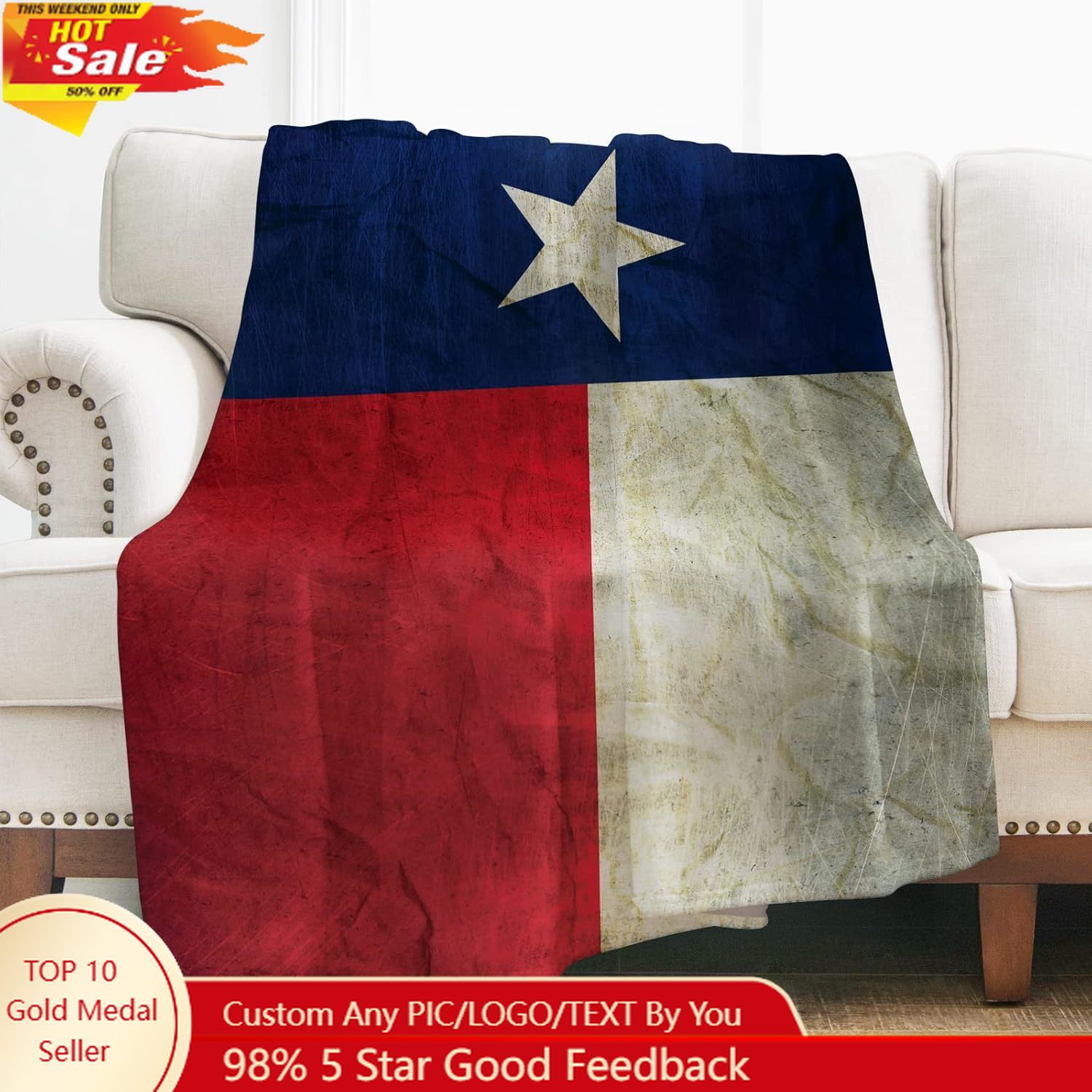 Home Textiles & Furnishings - ผ้าห่มลายธงชาติเท็กซัสของเลเวนส์ ของขวัญสำหรับผู้หญิง เด็กผู้หญิง เด็กผู้ชาย ของตกแต่งสไตล์เรโทรสำหรับโซฟา เตียง