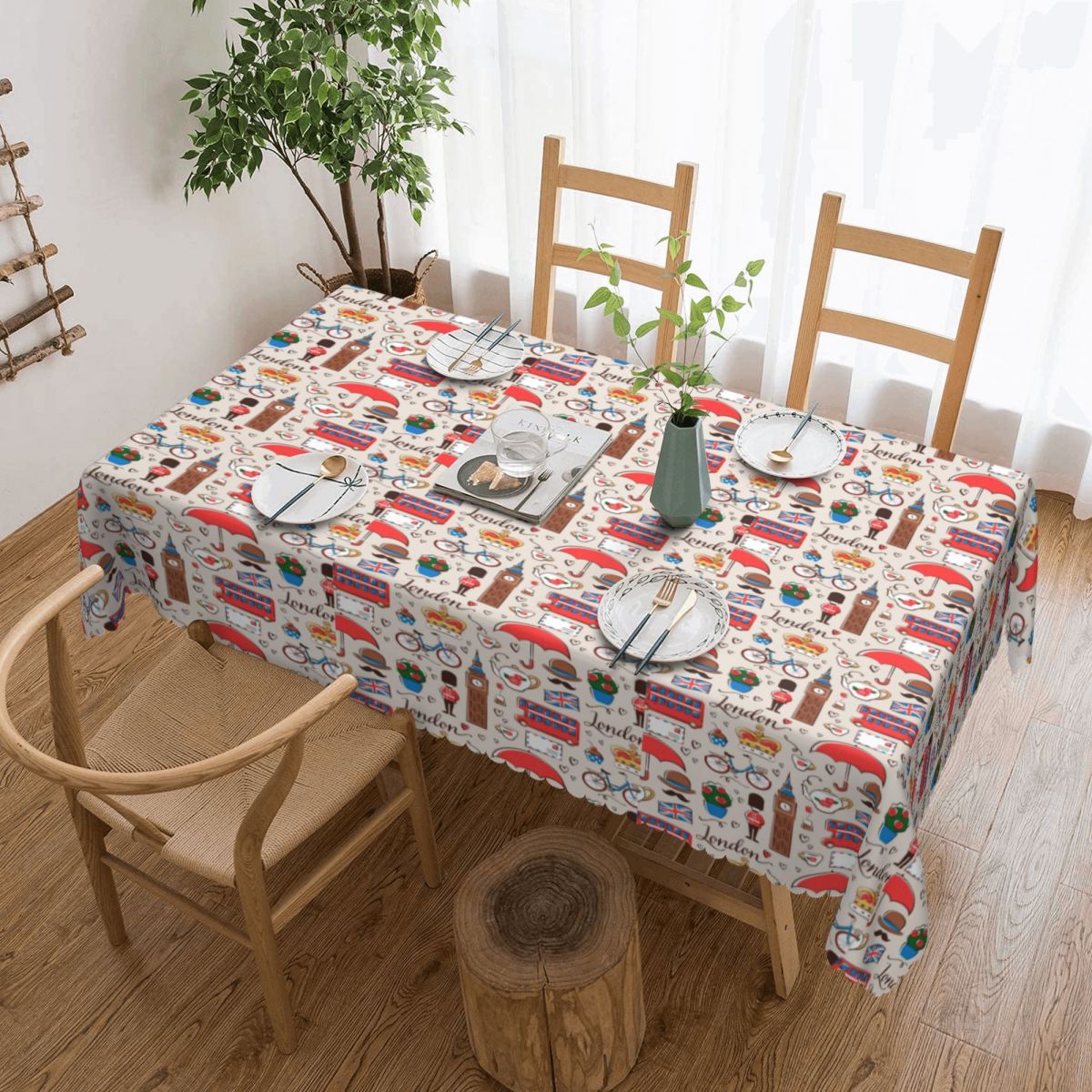 Home Textiles Uk - ผ้าปูโต๊ะสี่เหลี่ยมลายลอนดอนกันน้ำผ้าคลุมโต๊ะสไตล์อังกฤษผ้าคลุมรถสีแดงสไตล์อังกฤษ