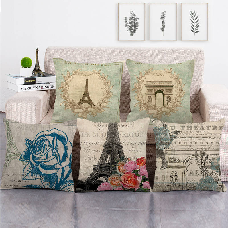 Home Textiles Uk - ลอนดอน, ปารีสทาวเวอร์, สหราชอาณาจักรการพิมพ์ดิจิตอลหมอนตุ๊กตาสั้นครอบคลุมตกแต่งสําหรับรถโซฟาสํานักงานปลอกหมอนอิงของใช้ในบ้าน