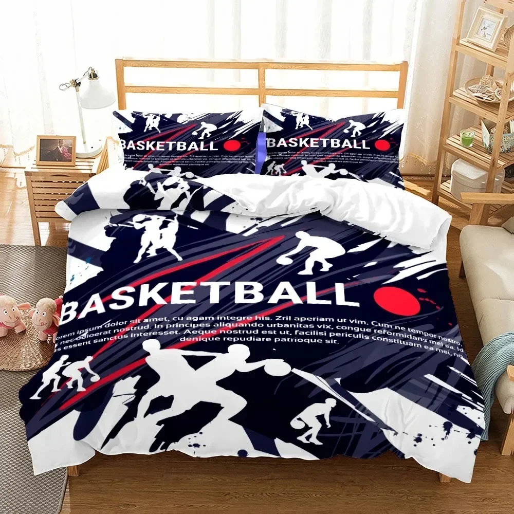 Home Textiles Uk - ชุดผ้าปูที่นอนลายบาสเก็ตบอลพิมพ์ลาย 3 มิติ สุดยอดเยี่ยม สำหรับเตียงเดี่ยว เตียงคู่