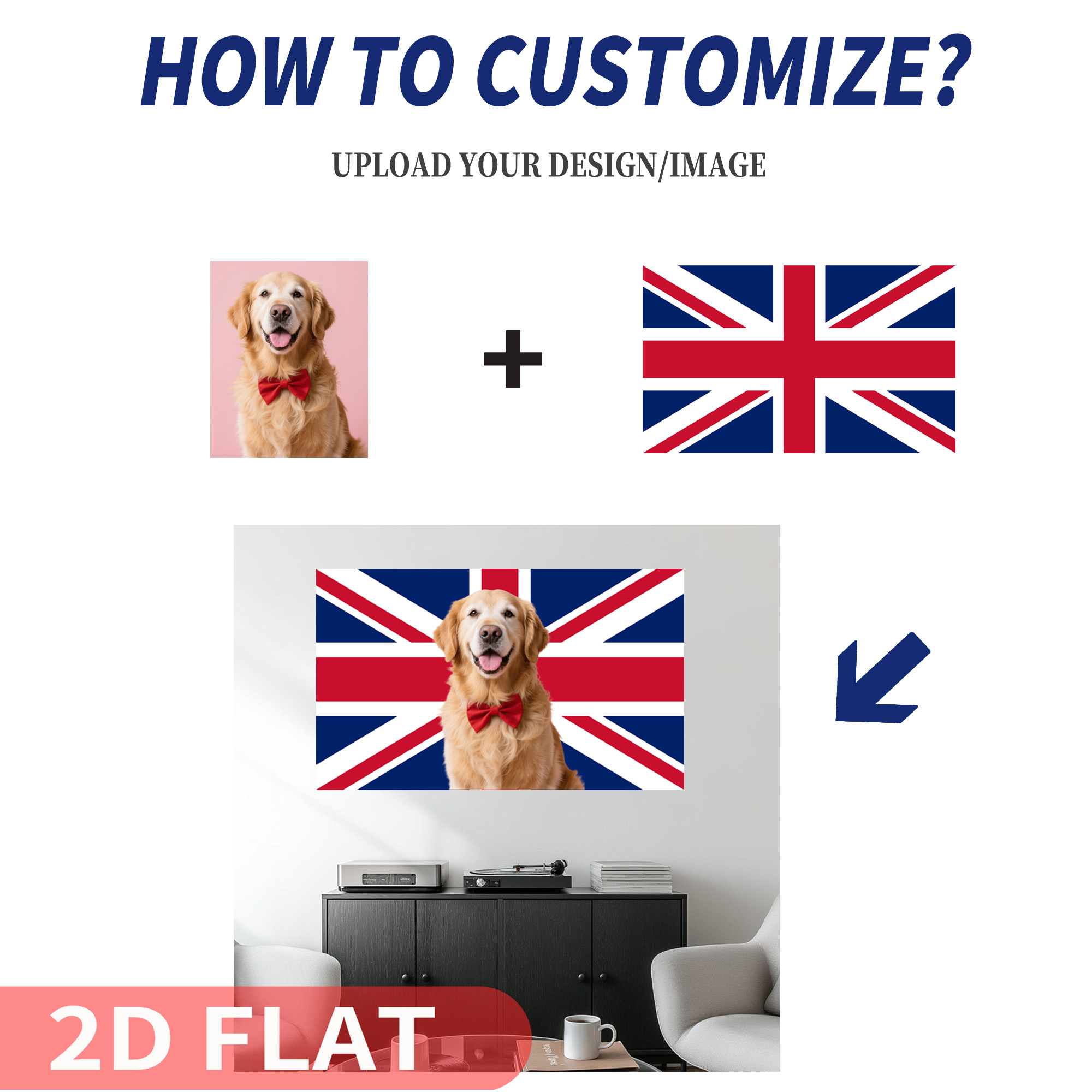 Home Textiles Uk - ธงแบนเนอร์ 2 มิติ แบบแบน 1 ชิ้น
