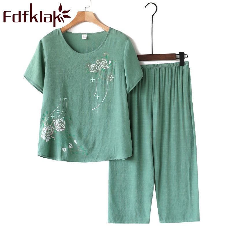 Linum Home Textiles - ผู้หญิงชุดนอนเสื้อผ้า plus ขนาดชุดนอนแขนสั้นชุดนอนผู้หญิง pijama ชุดผ้าฝ้ายผ้าลินิน pijamas
