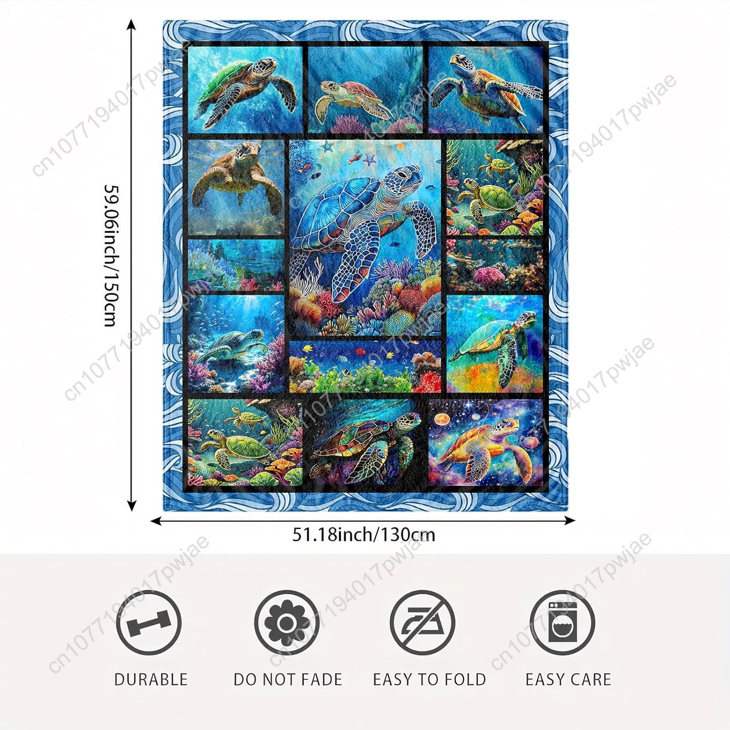 ผ้าห่มลายเต่าทะเล ผ้าฟลานเนล น - Home Art Textiles บทวิจารณ์และราคา
