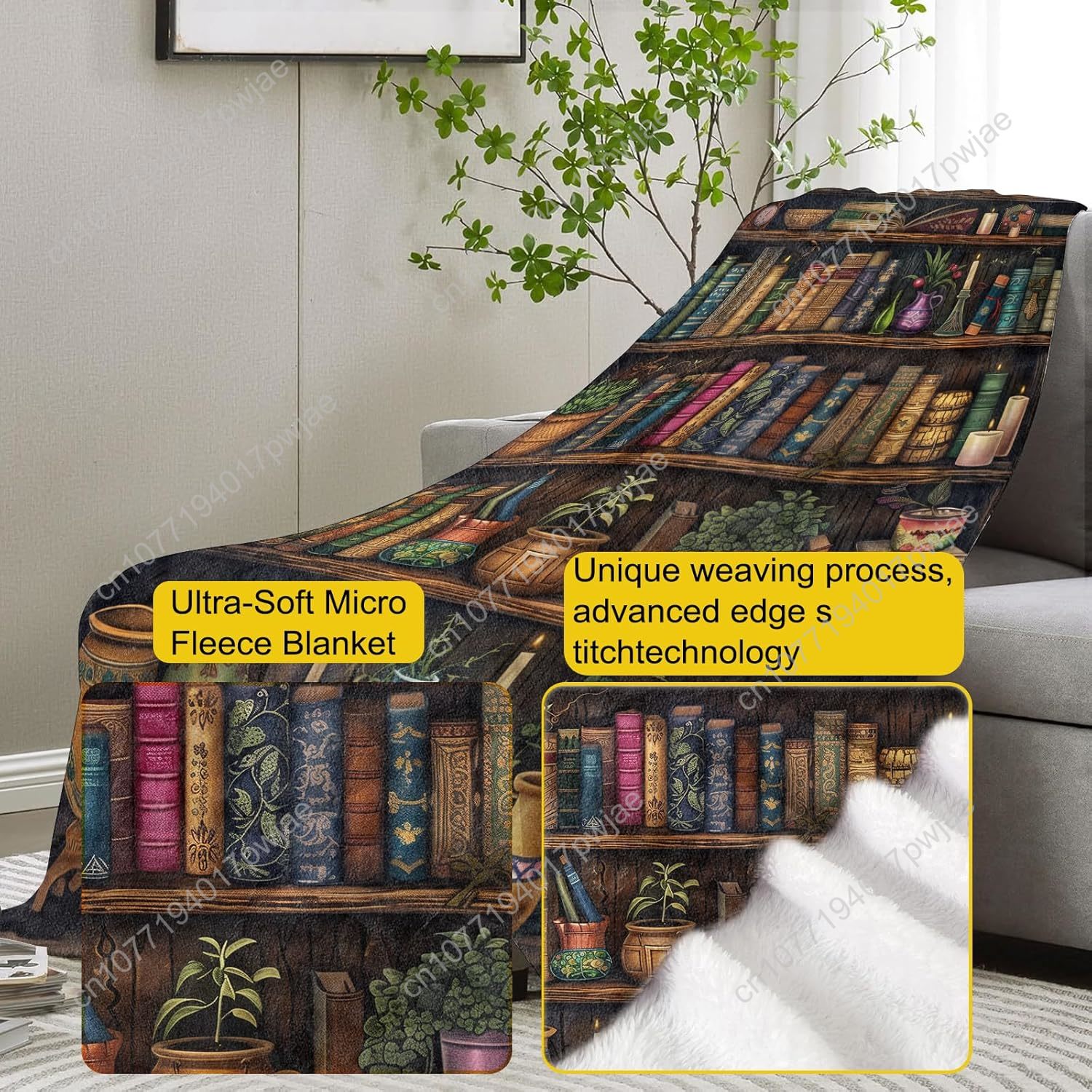 ผ้าห่มลายชั้นวางหนังสือวินเทจ  - Home Textiles & Furnishings บทวิจารณ์และราคา