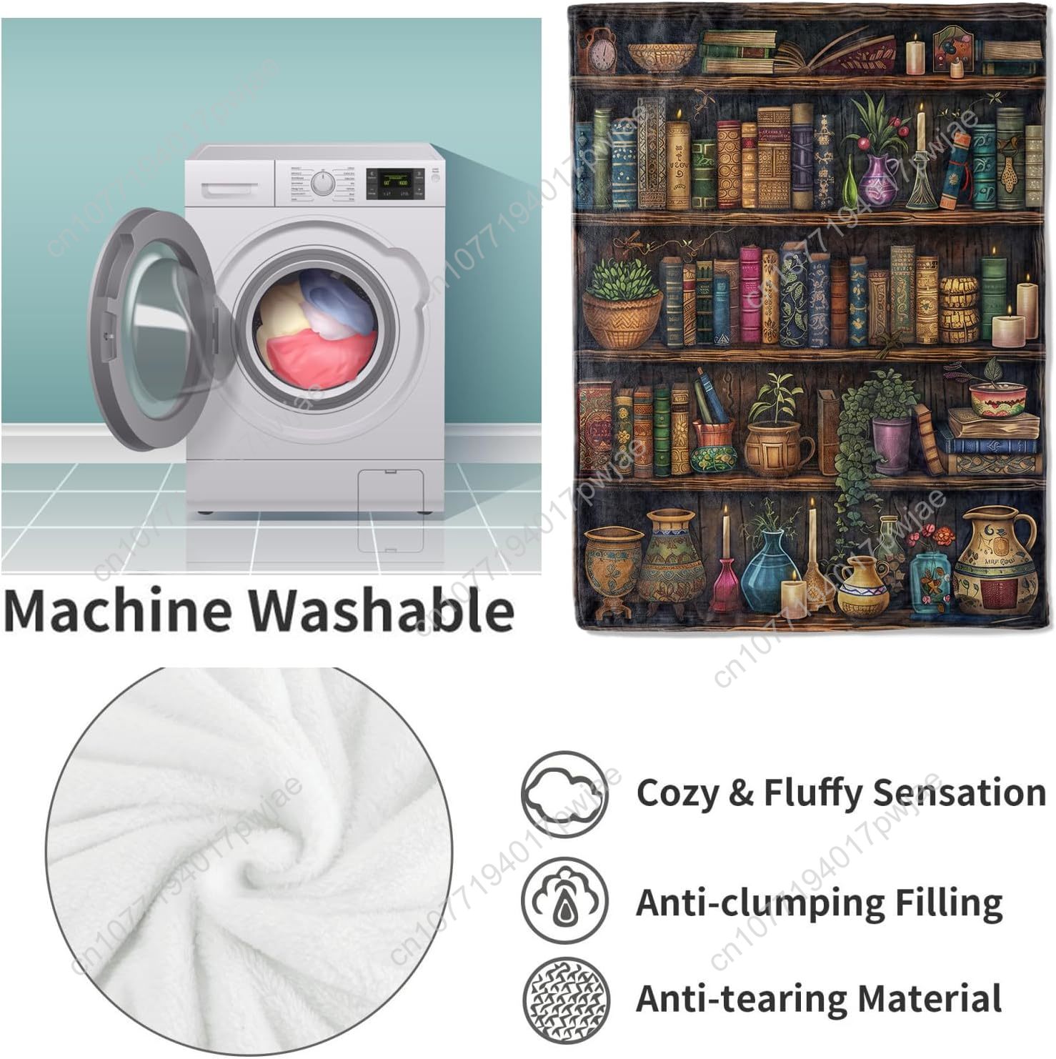 ผ้าห่มลายชั้นวางหนังสือวินเทจ  - Home Textiles & Furnishings บทวิจารณ์และราคา