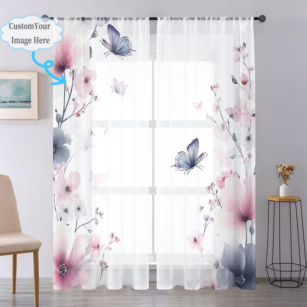 ผ้าม่านโปร่งแสงแบบแบน 2 มิติ 2 - Home Textiles & Furnishings บทวิจารณ์และราคา