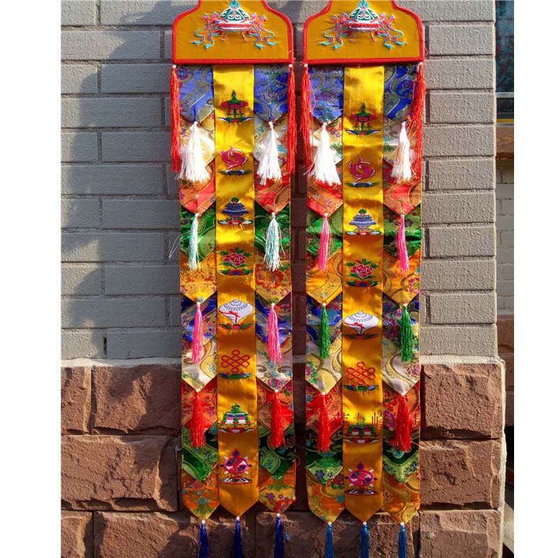 ธงแขวนผนังลายปักพระสูตร 8 สัญล - Home Textiles Wholesale บทวิจารณ์และราคา
