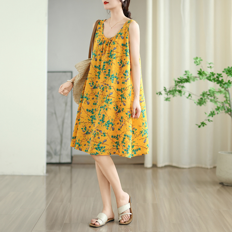 เดรสผ้าฝ้ายลินินทรงเอสำหรับฤดู - Linum Home Textiles บทวิจารณ์และราคา