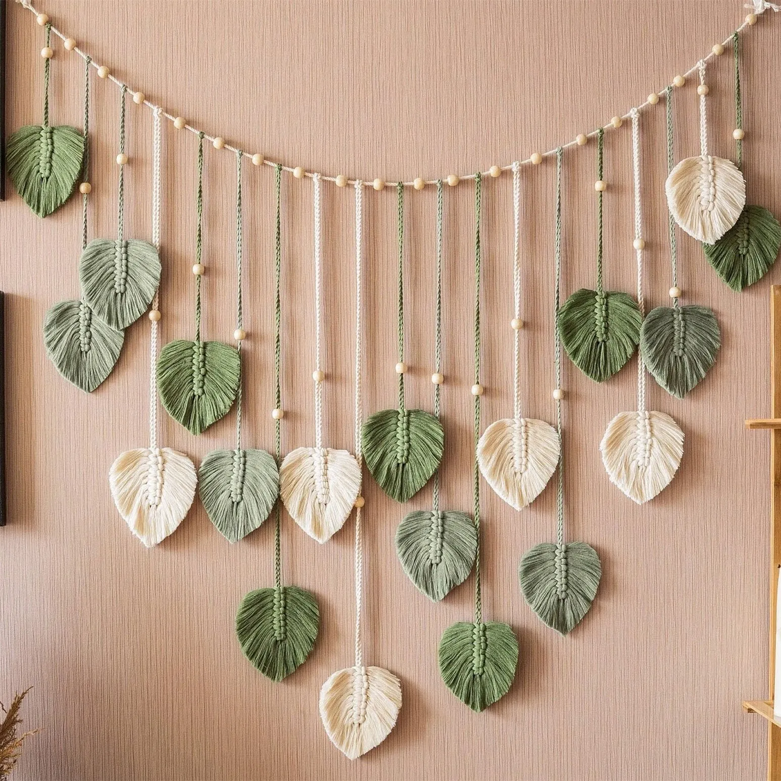 1 Pc สีเขียวใบ Garland, Macram - Home Art Textiles บทวิจารณ์และราคา