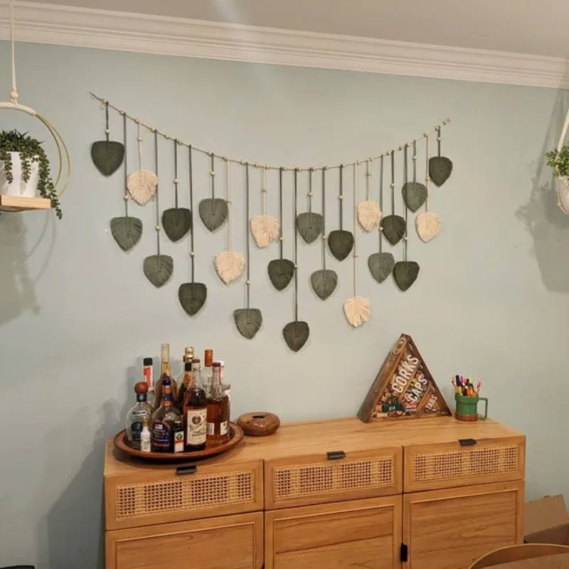 1 Pc สีเขียวใบ Garland, Macram - Home Art Textiles บทวิจารณ์และราคา