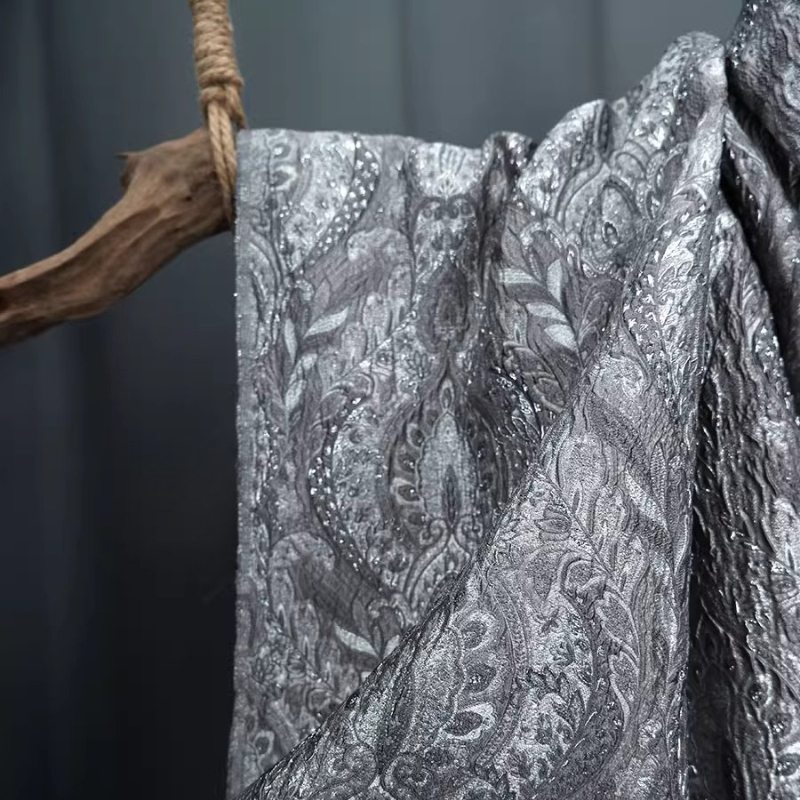ผ้าม่านลายแจ็คการ์ดสีเทาแบบเรี - Home Textiles Designer บทวิจารณ์และราคา