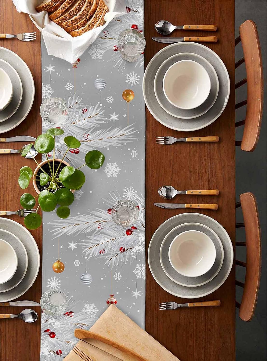 ผ้าปูโต๊ะผ้าลินินลายโนมส์สีเทา - Linum Home Textiles บทวิจารณ์และราคา